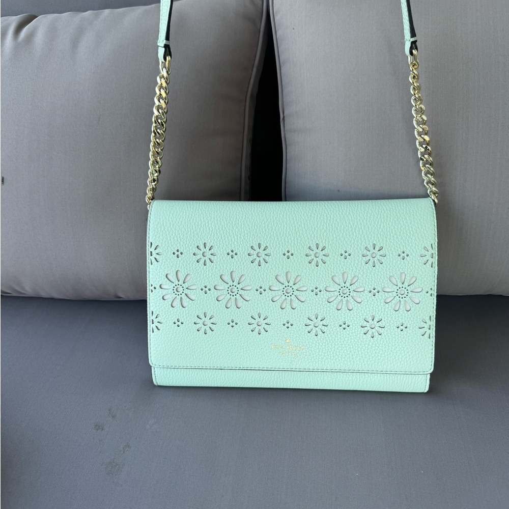 Kate Spade Light Green Floral Crossbody Bag